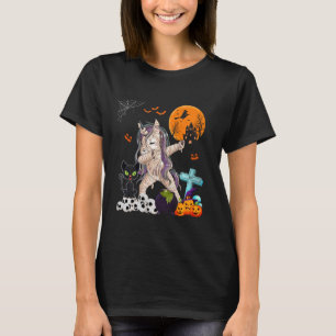 Dabbing Unicorn As Mummy Halloween Cat On Horror S T-Shirt