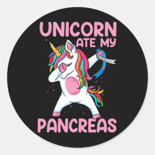Dabbing Unicorn Ate My Pancreas Type 1 Diabetes Aw Classic Round Sticker