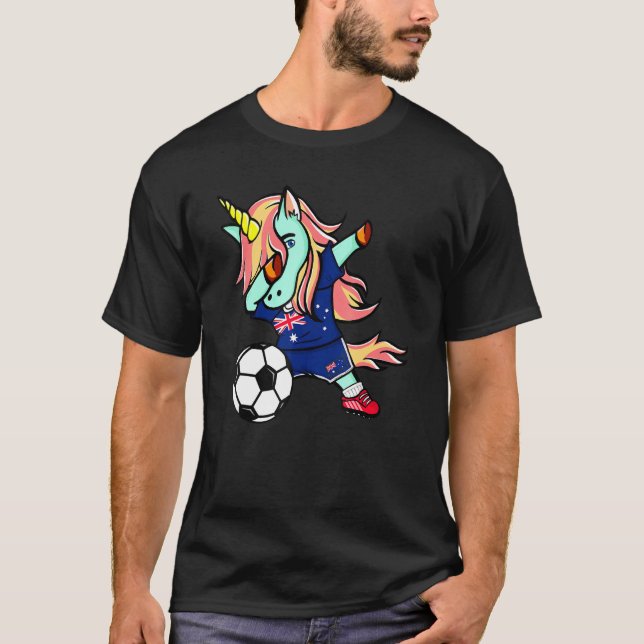 Dabbing Unicorn Australia Football  Australian Fla T-Shirt (Front)