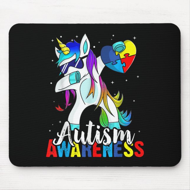 Dabbing Unicorn Autism Awareness Kids Girls Boys B Mouse Pad (Front)