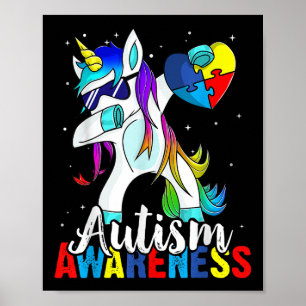 Dabbing Unicorn Autism Awareness Kids Girls Boys B Poster