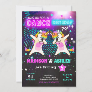 Dabbing Unicorn Birthday Invitation / Joint Party