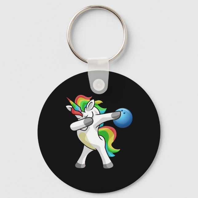 Dabbing Unicorn Bowling Bowler Funny Dab Dance Rai Key Ring (Front)