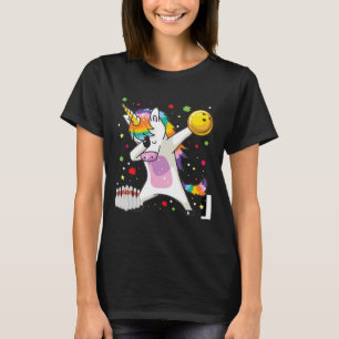 Dabbing Unicorn Bowling Funny Bowling Boy Girl  T-Shirt