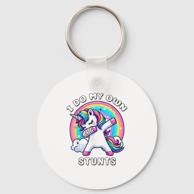 Dabbing Unicorn Broken Arm Cast Injury Dab Dance R Key Ring (Front)
