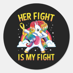 Dabbing Unicorn Childhood Cancer Awareness Classic Round Sticker