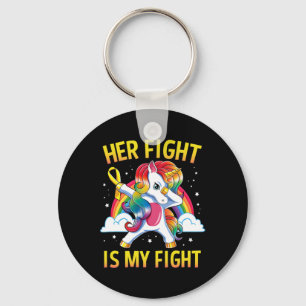 Dabbing Unicorn Childhood Cancer Awareness Key Ring