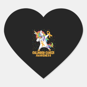 Dabbing Unicorn Childhood Cancer Awareness Warrior Heart Sticker