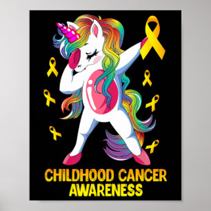 Dabbing Unicorn Childhood Cancer Awareness Warrior Poster