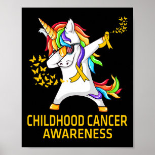 Dabbing Unicorn Childhood Cancer Awareness Warrior Poster