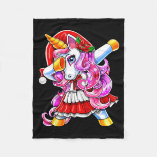 Dabbing Unicorn Christmas Santa Costume Unicorn Gi Fleece Blanket