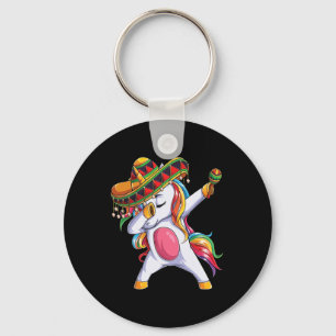 Dabbing Unicorn Cinco De Mayo Kids Girls Women Mex Key Ring