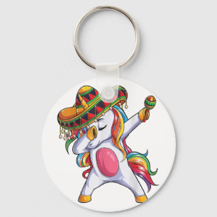 Dabbing Unicorn Cinco De Mayo Kids Girls Women Mex Key Ring