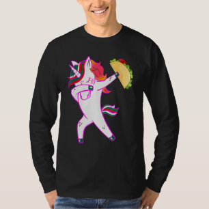 Dabbing Unicorn Cinco De Mayo Men Womens Taco Paja T-Shirt
