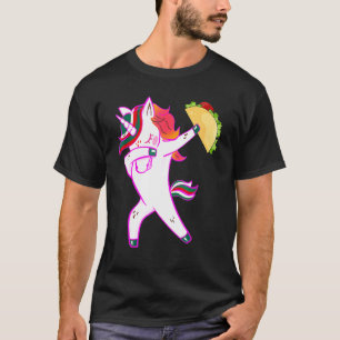 Dabbing Unicorn Cinco De Mayo Men Womens Taco Paja T-Shirt