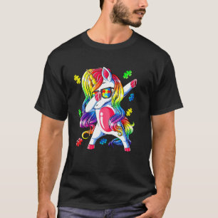 Dabbing Unicorn Cute Puzzle Piece Autism Awareness T-Shirt