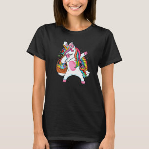 Dabbing unicorn Easter Egg hunt bunny ears Easter T-Shirt