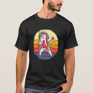 Dabbing Unicorn Eating Pizza Vintage Pizza Appar T-Shirt