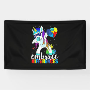 Dabbing Unicorn Embrace Differences Boys Girls Kid Banner