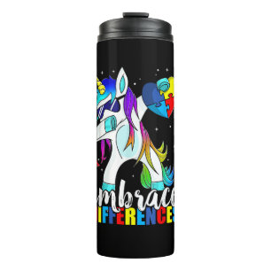 Dabbing Unicorn Embrace Differences Boys Girls Kid Thermal Tumbler