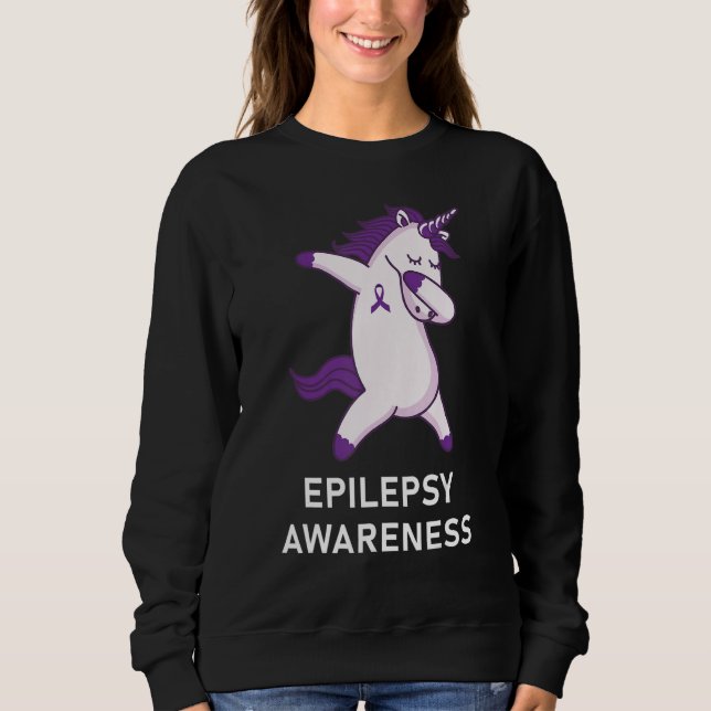 Dabbing Unicorn Epilepsy Awareness Ribbon Sweatshirt (Front)