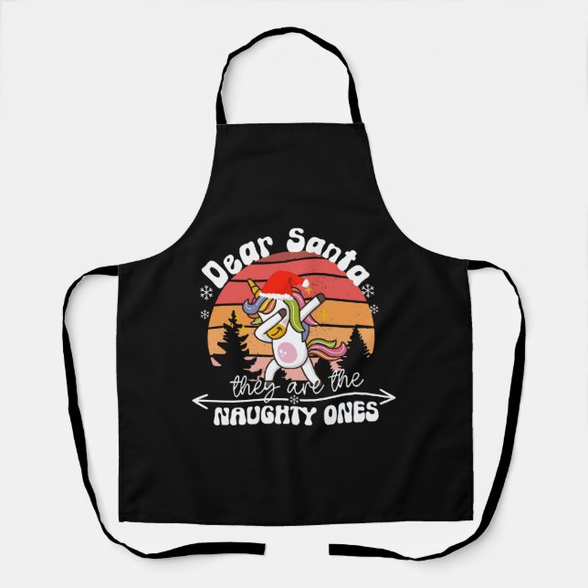  Dabbing Unicorn Funny Christmas Apron (Front)