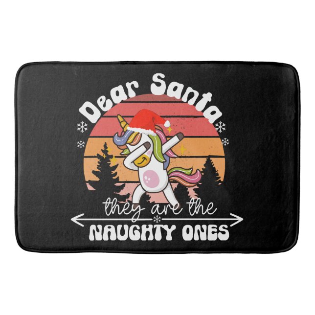  Dabbing Unicorn Funny Christmas Bath Mat (Front)