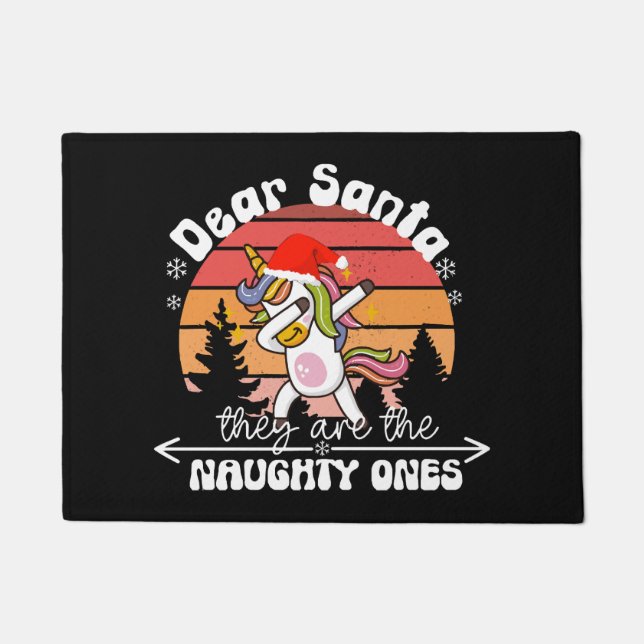  Dabbing Unicorn Funny Christmas Doormat (Front)
