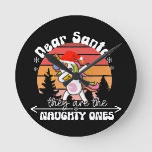Dabbing Unicorn Funny Christmas Round Clock