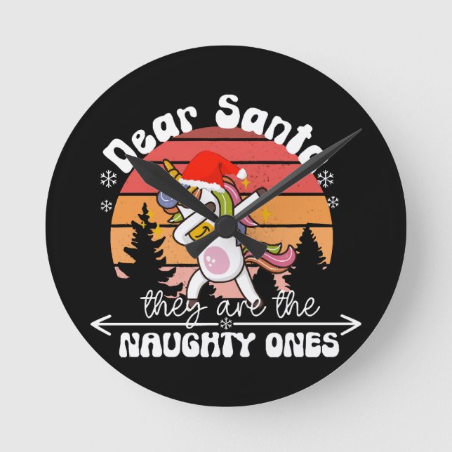  Dabbing Unicorn Funny Christmas Round Clock (Front)