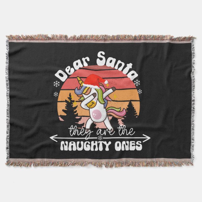  Dabbing Unicorn Funny Christmas Throw Blanket (Front)