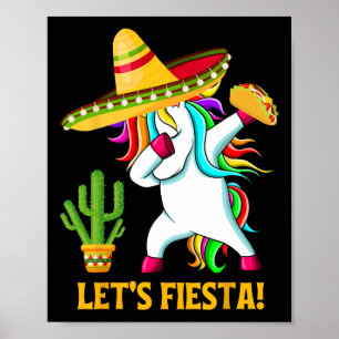 Dabbing Unicorn Funny Cinco De Mayo Kids Girls Let Poster
