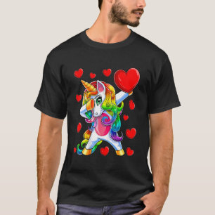 Dabbing Unicorn Funny Heart Valentine's Day Women T-Shirt
