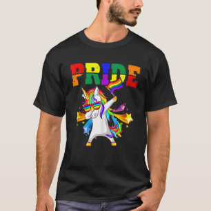 Dabbing Unicorn Gay Pride Lgbt Lesbian Rainbow Fla T-Shirt