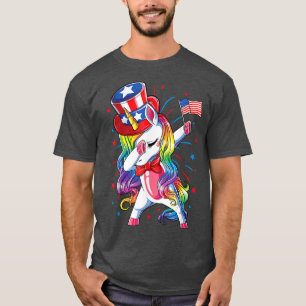 Dabbing Unicorn Gay Pride LGBT Lesbian Rainbow Fla T-Shirt