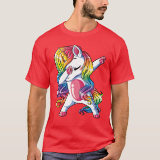 Dabbing Unicorn Girls Boys Rainbow Squad Cute Gift T-Shirt