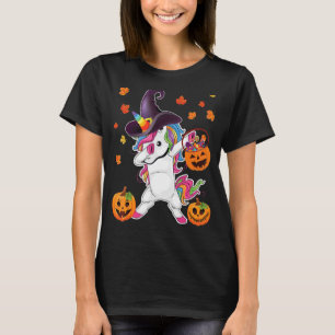 Dabbing Unicorn Halloween Witch Costume Broomstick T-Shirt