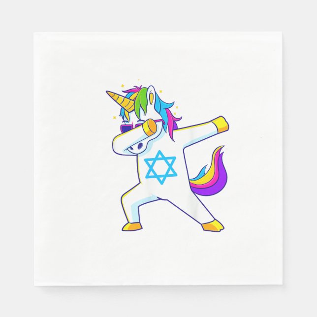Dabbing Unicorn Hanukkah Jewish Dancing Chanukah K Napkin (Front)