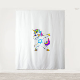 Dabbing Unicorn Hanukkah Jewish Dancing Chanukah K Tapestry