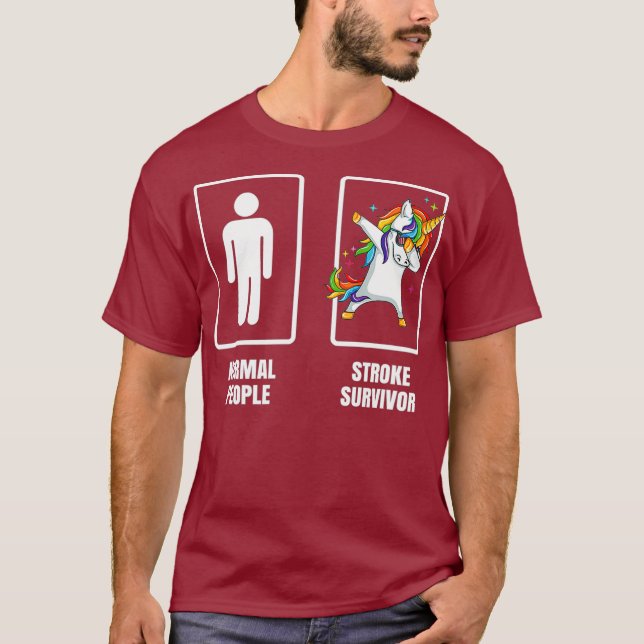 Dabbing Unicorn Heart Stroke Survivor Recovery T-Shirt (Front)