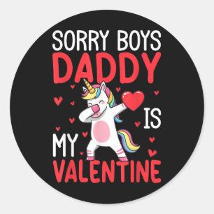 Dabbing Unicorn Heart Valentines Day Girls Kids Ra Classic Round Sticker