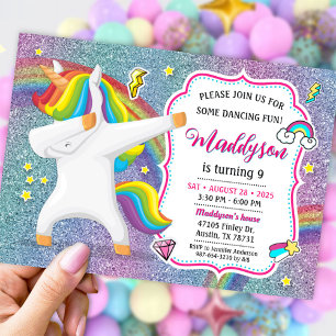 Dabbing Unicorn Invitation for Dance Party