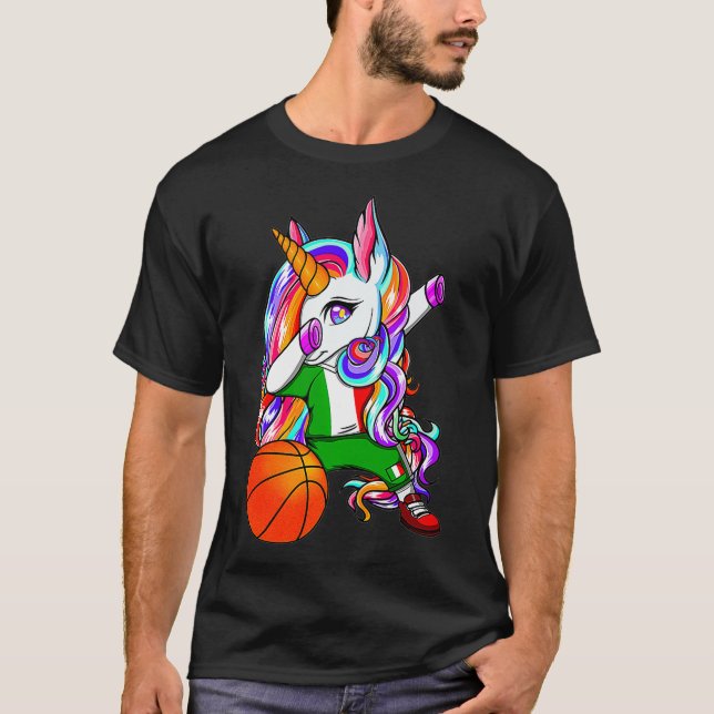 Dabbing Unicorn Italy Basketball Fans Jersey Itali T-Shirt (Front)