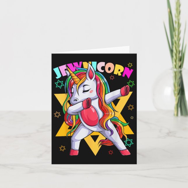 Dabbing Unicorn Jewnicorn Jewish Jew Rosh Hashanah Card (Front)