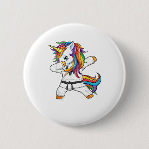 Dabbing Unicorn Karate Taekwondo Kids Girls Martia 6 Cm Round Badge