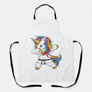 Dabbing Unicorn Karate Taekwondo Kids Girls Martia Apron