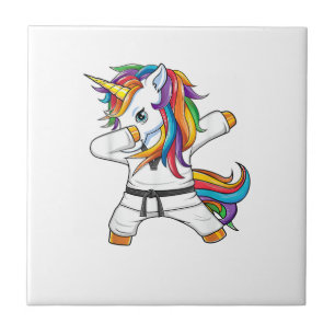 Dabbing Unicorn Karate Taekwondo Kids Girls Martia Ceramic Tile