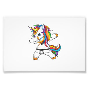 Dabbing Unicorn Karate Taekwondo Kids Girls Martia Photo Print