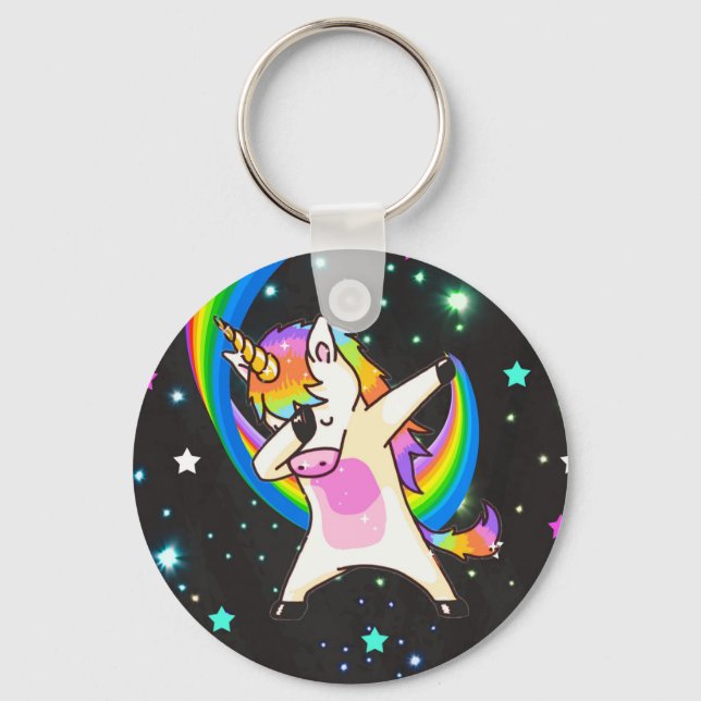 Dabbing Unicorn Keychain (Front)