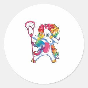 Dabbing Unicorn Lacrosse Funny Lax Player T-Shirt Classic Round Sticker
